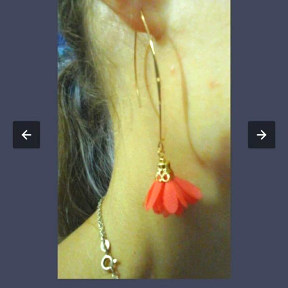 Spring Coral Dainty Flower Earrings